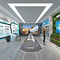 International Coal Mining Machinery Technology Exhibition Hall With Display Screens Models And Visitors
