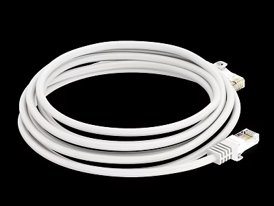 White Ethernet Network Cable With RJ45 Connectors For Internet Connection 3d model