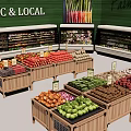 Fresh Organic Local Farmers Produce Display With Colorful Vegetables And Fruits In Market