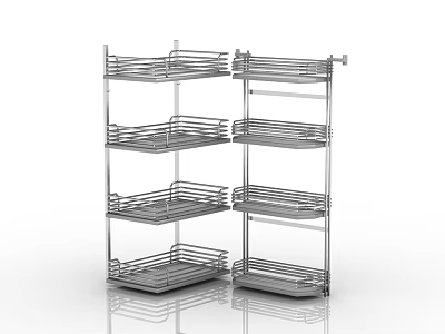 Stainless Steel Kitchen Storage Rack With Multiple Tiered Shelves For Organizing 3d model