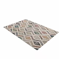 Square Carpet with Geometric Diamond Pattern in Neutral Tones for Modern Home Decor 3d model