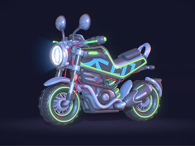 Modern Black Motorcycle With Neon Green Accents LED Headlight And Futuristic Design 3d model
