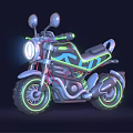 Modern Black Motorcycle With Neon Green Accents LED Headlight And Futuristic Design