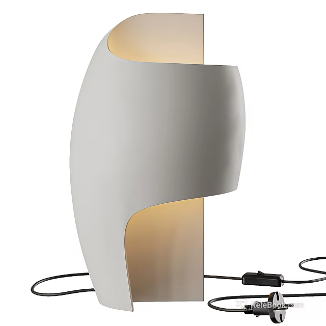 Modern White Table Lamp With Curved Design And Soft Warm Illumination 3d model