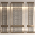 Modern metal frame wire glass partition wire glass screen 3d model