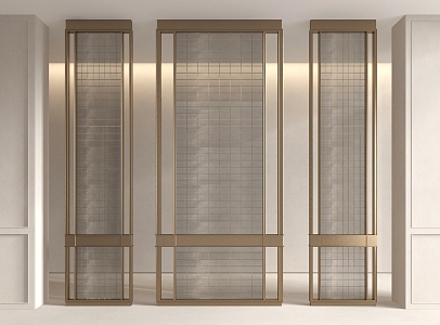 Modern metal frame wire glass partition wire glass screen 3d model