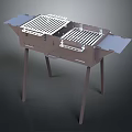 Durable Outdoor Metal Grill With Double Grilling Grates And Side Tables Design