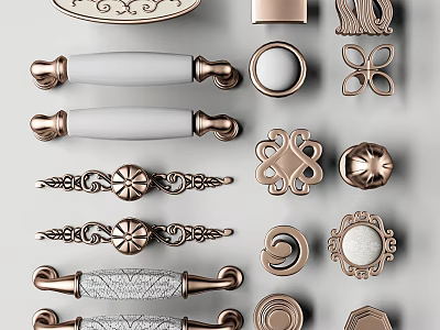 Ornate Furniture Handles With Various Decorative Designs Metal Finishes And Classic Shapes 3d model