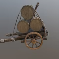 Cart earth cart truck two-wheeler game cart racket wood cart wood cart wood trailer ancient wooden cart low face number low model simple model realistic 3d model