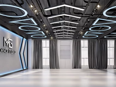 MG Fitness Gym Studio Modern Interior With Spacious Lighting And Workout Space 3d model