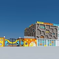 Colorful Modern Entrance Gate With Geometric Patterns For Restaurant Food Diner