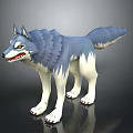 Animated 3D Wolf Character With Blue Gray White Fur And Yellow Eyes Standing Pose