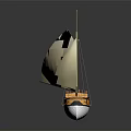 Wooden Sailing Boat Model With White Hull Beige Sails And Yellow Upper Structure