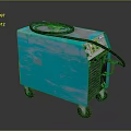 Blue Industrial Welding Machine With Black Coil Mobile Wheels Control Panel And Cables 3d model