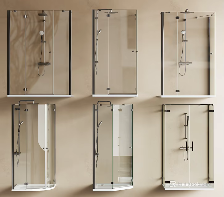 Different Styles of Modern Shower Heads for Bathroom Display with Sleek Designs 3d model 