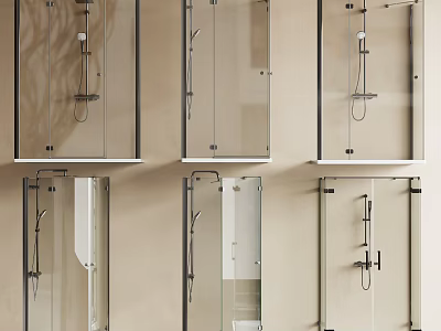 Different Styles of Modern Shower Heads for Bathroom Display with Sleek Designs 3d model