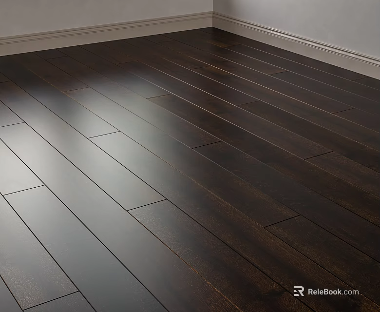 Dark Polished Hardwood Floor With Clear Grain And Modern Elegant Look 3d model 