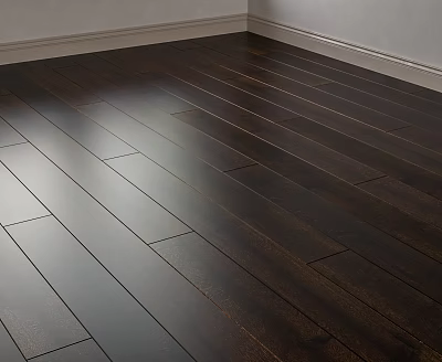 Dark Polished Hardwood Floor With Clear Grain And Modern Elegant Look 3d model