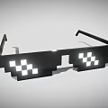 Pixel Style Sunglasses With Black Frame And Retro Pixelated Lenses