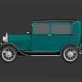 Vintage Green Classic Car Model Displayed on Dark Reflective Surface 3d model