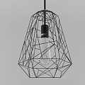 Modern Geometric Pendant Light With Black Metal Wire Frame And Clear Glass Bulb