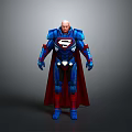 Game Movie Character 3D Model In Blue Red Costume With Red Cape Chest S Symbol