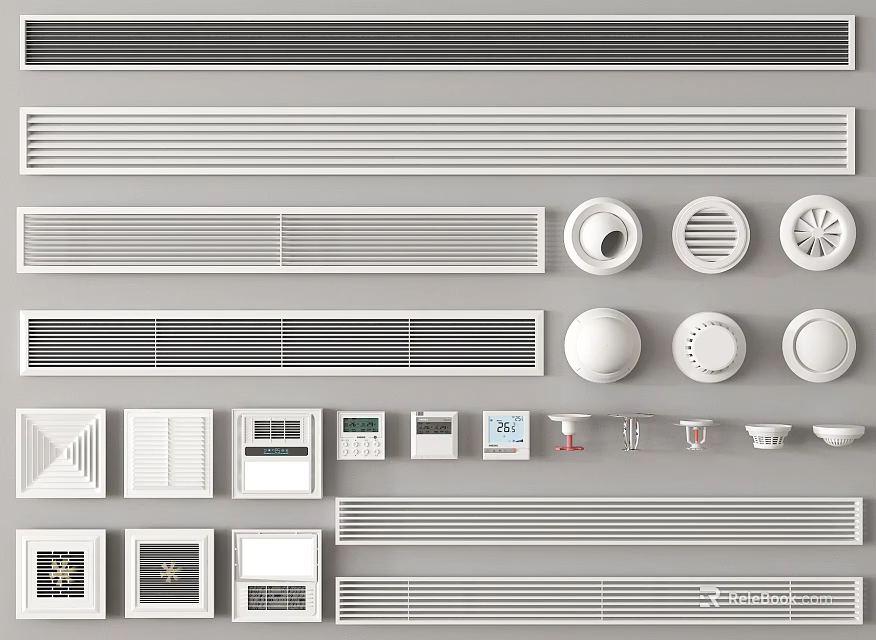 Various Types Of Air Conditioner Vents With Different Designs And Shapes 3d model 