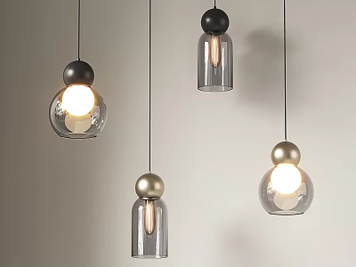 Modern Glass Pendant Lights With Black And Gold Metal Finials 3d model