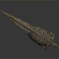 Prehistoric Animal Skeleton with Long Spine Rib Cage and Horned Skull
