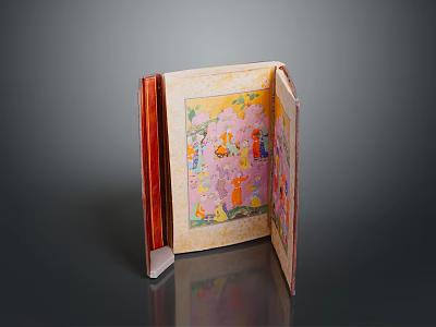 Household Decorative Storage Box With Colorful Illustrated Interior And Folding Design 3d model