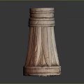 Classical Architectural Column Base With Carved Leaf Patterns And Terracotta Texture Design