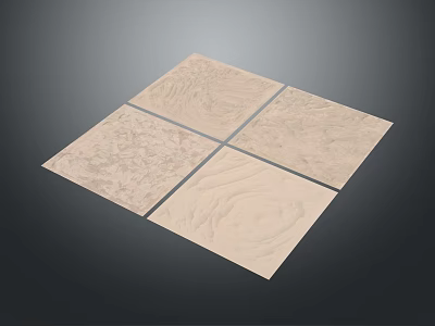 Four Pieces Beige Textured Ceramic Tiles With Natural Patterns For Wall Floor Decoration 3d model