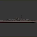 Detailed Warship Model With Red Bottom And Upper Deck On Gray Background 3d model