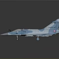 Detailed Blue and White Camouflage Fighter Jet Model with Reflective Surface on Dark Background