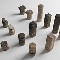 Stone Pillar Stone Wall Ruins Ancient Buildings Damaged Buildings Abandoned Castle Stone Remains 3d model