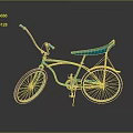 Turquoise Classic Bicycle With Unique Frame Comfortable Seat And Stylish Design 3d model