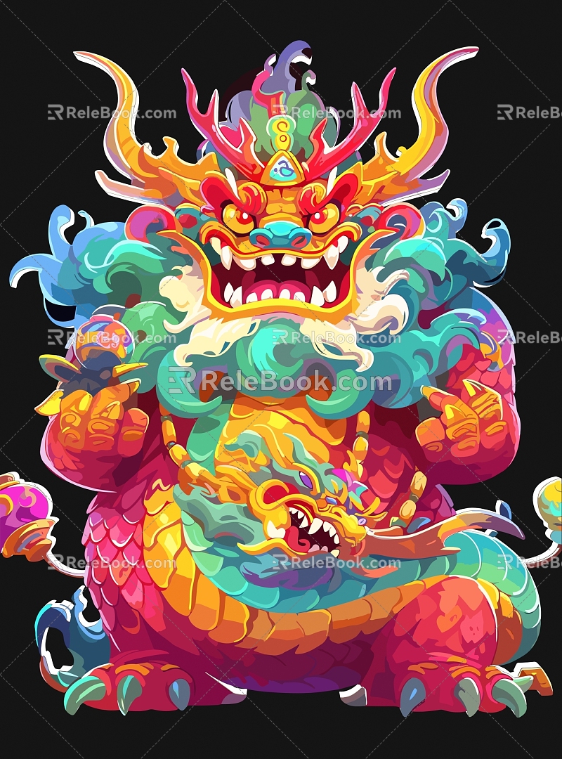 Dragon Year Material Chinese Dragon Golden Dragon Insert Dragon Paper-cutting Dragon Ruilong Xianglong Kirin IP Dragon Baby Dragon Treasure Dragon God of Wealth Dance Dragon 1 3d model