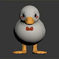 White Toy Duck With Yellow Beak Yellow Feet Red Bow Tie And Blush Cheeks