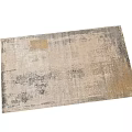 Soft Textured Square Carpet With Beige Gray And Gold Abstract Pattern For Home Decor