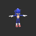 Blue Hedgehog Game Movie Character With Red Shoes And Outstretched Arms