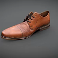 Brown Leather Lace Up Formal Shoes With Perforated Details And Rubber Sole