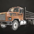 Brown Durable Utility Truck With Front Grille And Open Cargo Bed Design 3d model