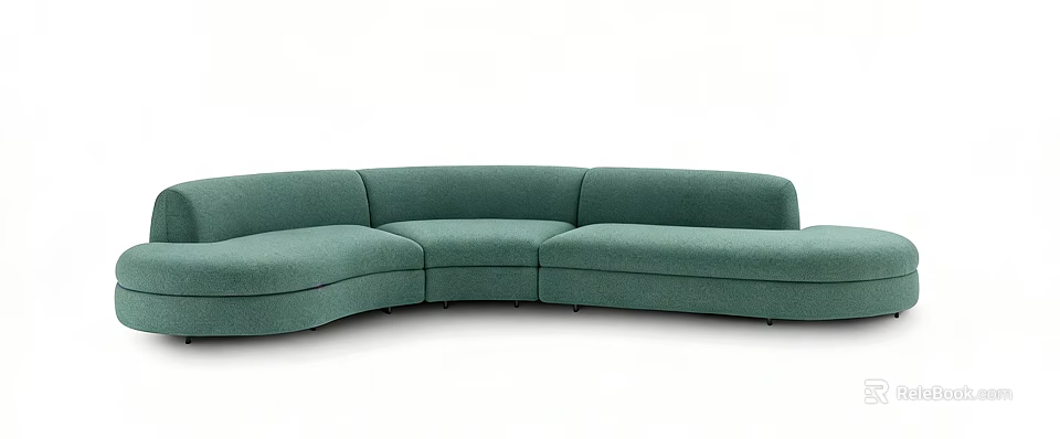 Modern Green Curved Sectional Sofa With Upholstered Design And Comfortable Seats 3d model 