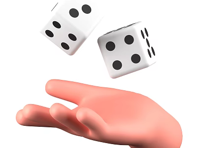 Decorative Ornament Set Featuring Hand Holding White Dice With Black Dots 3d model