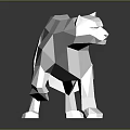 Geometric Polyhedron Style Silver Wolf Game Character With Metallic Luster And Reflective Surface 3d model