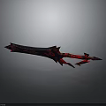 Fantasy Spiked Sword With Red And Black Detailed Design And Sharp Edges