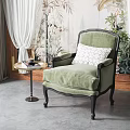 American Style Single Sofa Fabric Single Sofa 3d model