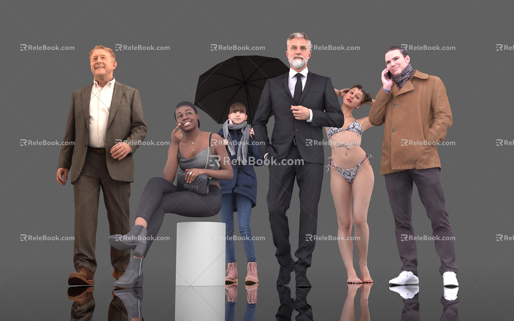 Figure Adult Adult Woman Man Male Female Model Scene Clothing Multi-person Standing Sitting Walking Child Model Decoration 3d model