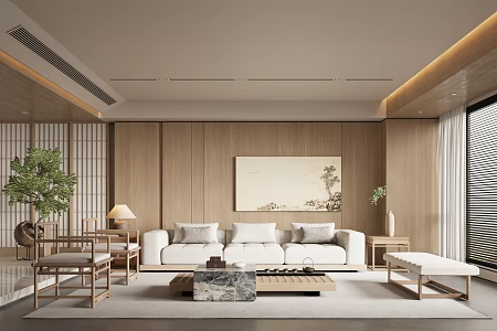 New Chinese Style Song Style Living Room 3d model