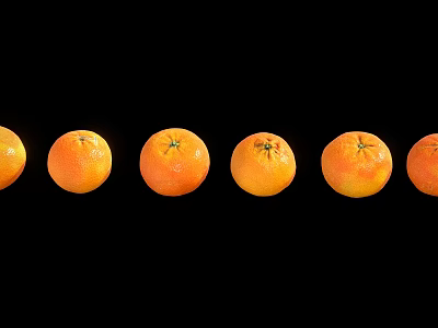 Fresh Ripe Oranges Arranged In A Straight Row On Black Background 3d model